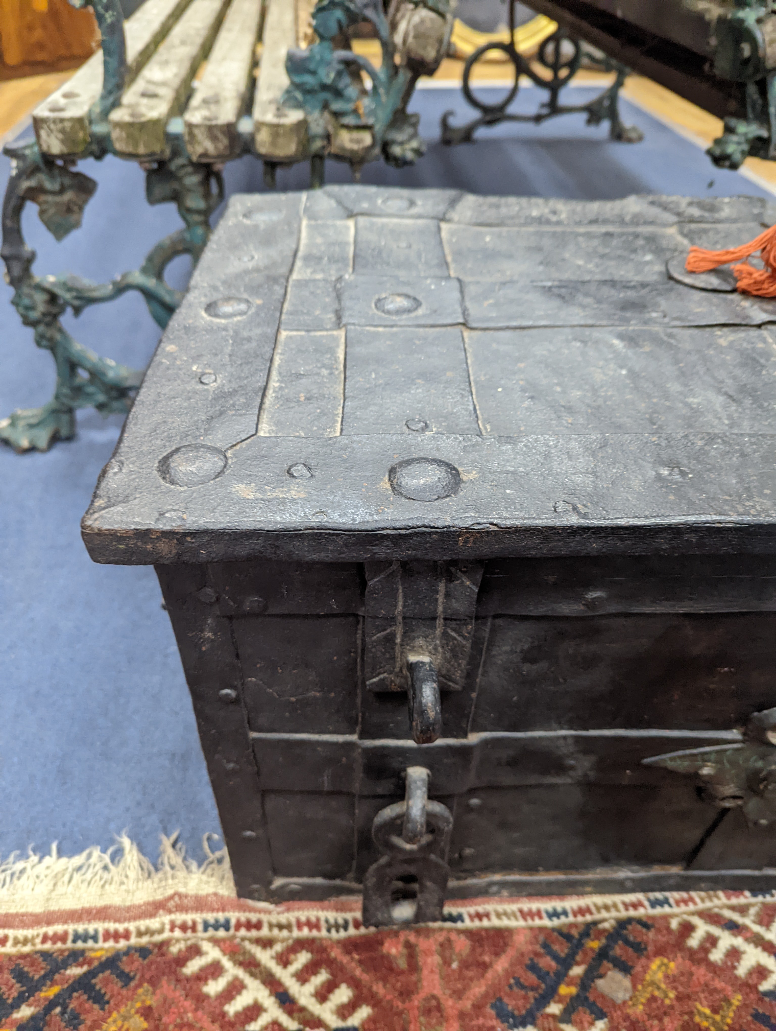 A 17th/18th century German ironbound 'Armada' chest, with key